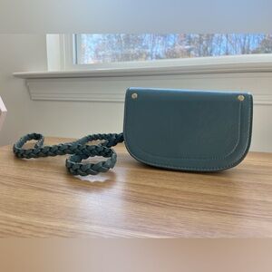 Anthropologie Blue Braided Strap Crossbody Bag Faux Leather Small Purse